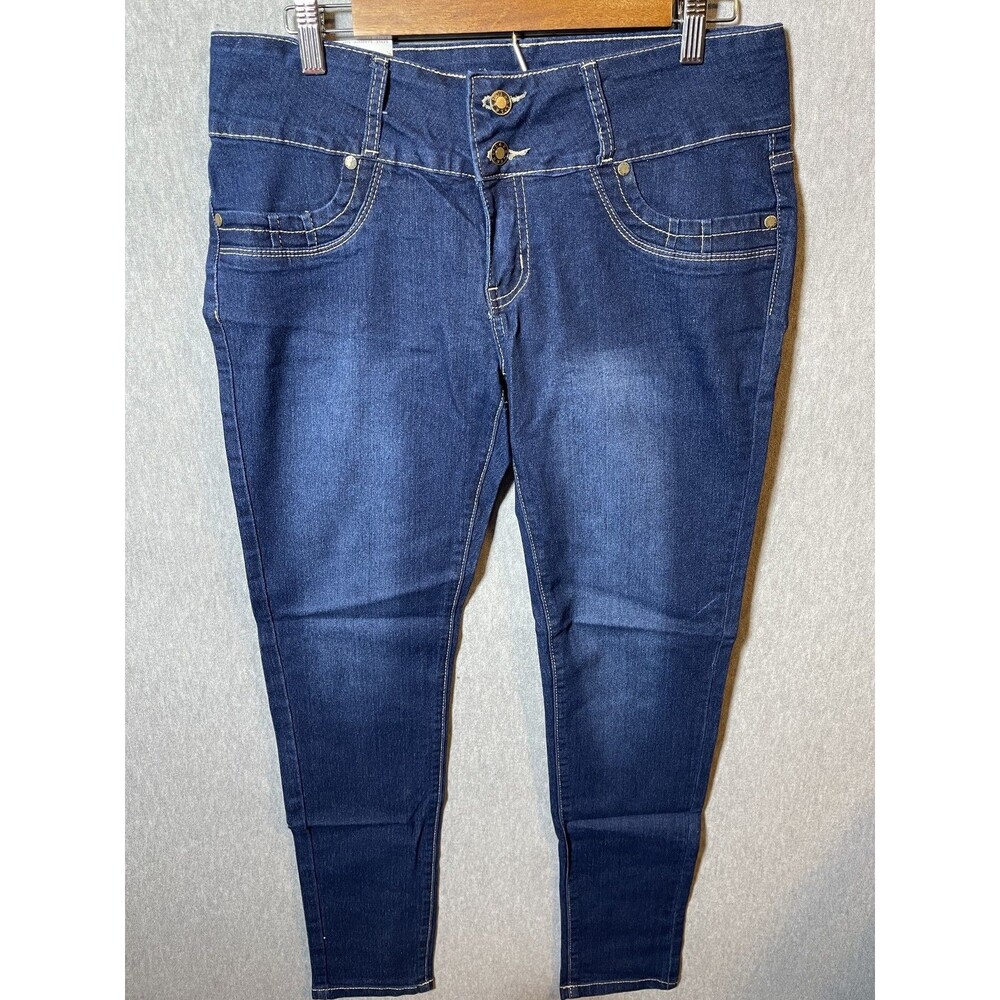 SAZA JEANS Women's Size 15 High Rise Dark Wash Skinny Stretch Denim Jeans